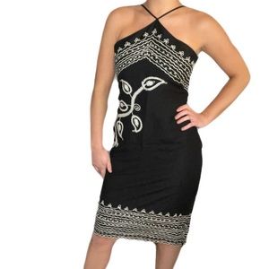 BCBG Max Azria embroidered halter dress